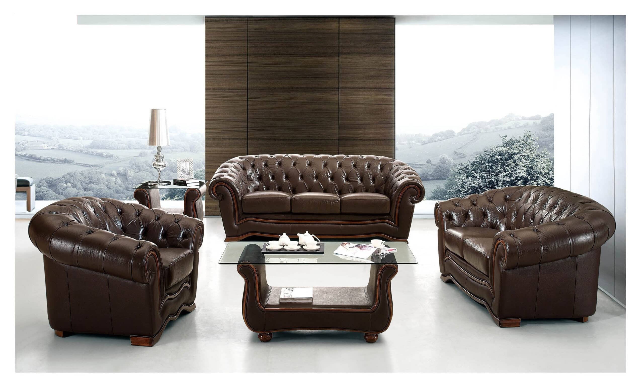 262 Full Leather Living Room Set p4378 By ESF Furniture