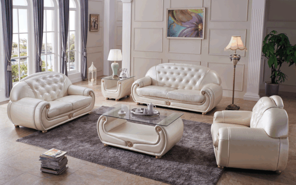 Giza Full Leather In Beige Living Room Set P8230 By Esf Furniture | Mobilia Cleopatra Giza Full Leather in Beige Living Room Set p8230 By ESF Furniture