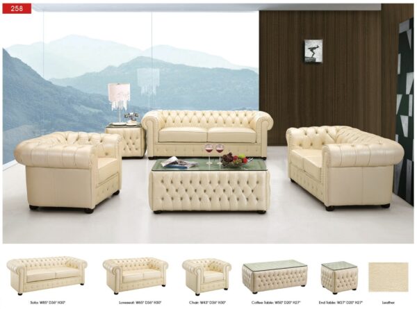 258 Full Ivory Leather Living Room Set p4377 By ESF Furniture 11