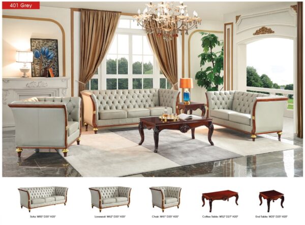 Mat, Shiny 401 Gray Leather Living Room Set p11520 By ESF Furniture 14