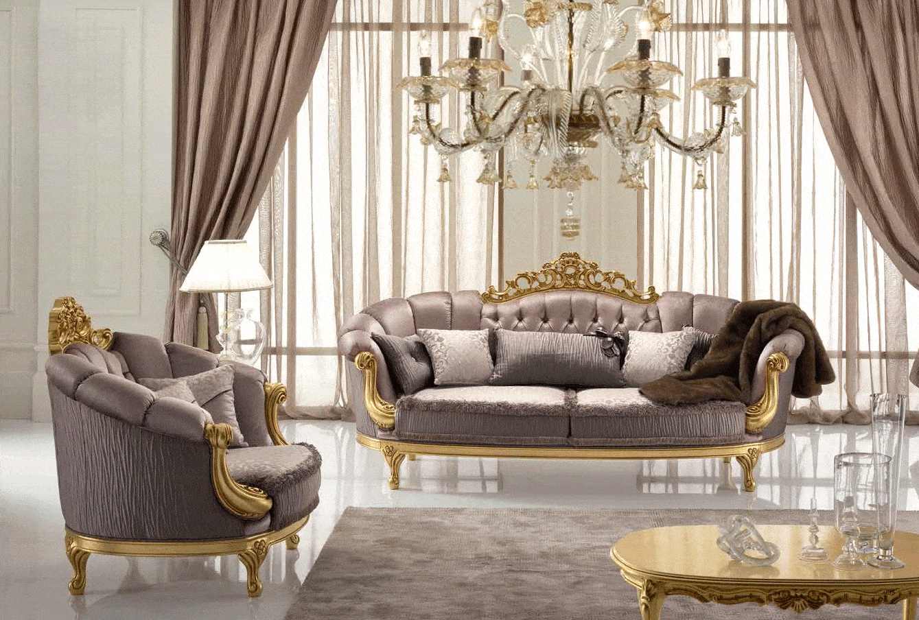 Italian Style Living Room Set Alexander p12555 By ESF Furniture