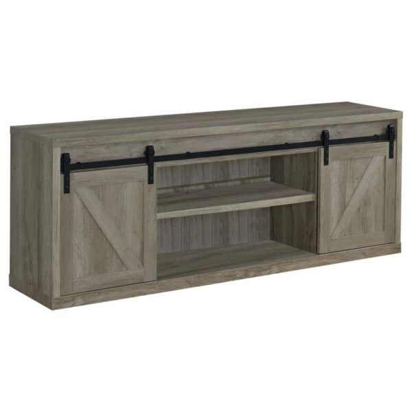 71-inch 3-shelf Sliding Doors TV Console Grey Driftwood 723263 by Coaster Furniture 5