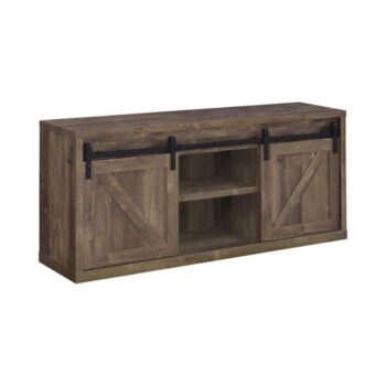 Brockton 59-inch 3-shelf Sliding Doors TV Console Rustic Oak by Coaster Furniture
