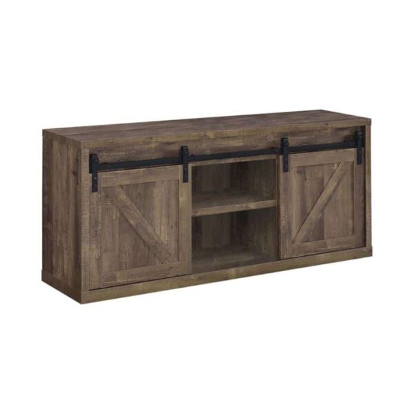 Brockton 59-inch 3-shelf Sliding Doors TV Console Rustic Oak by Coaster Furniture 4