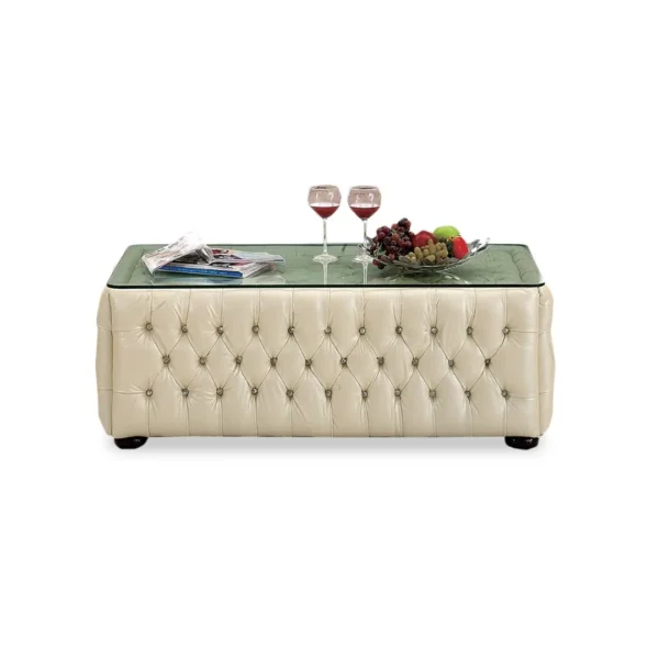 Full Ivory Leather Living Room Set