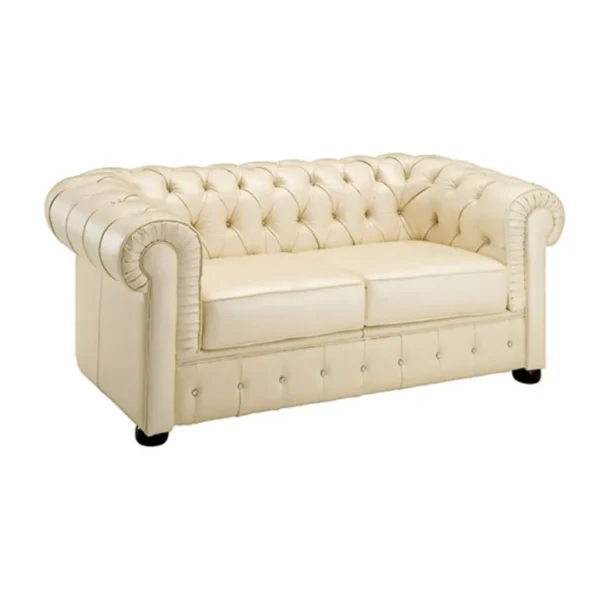 Full Ivory Leather Living Room Set