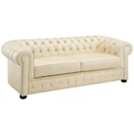 Full Ivory Leather Living Room Set