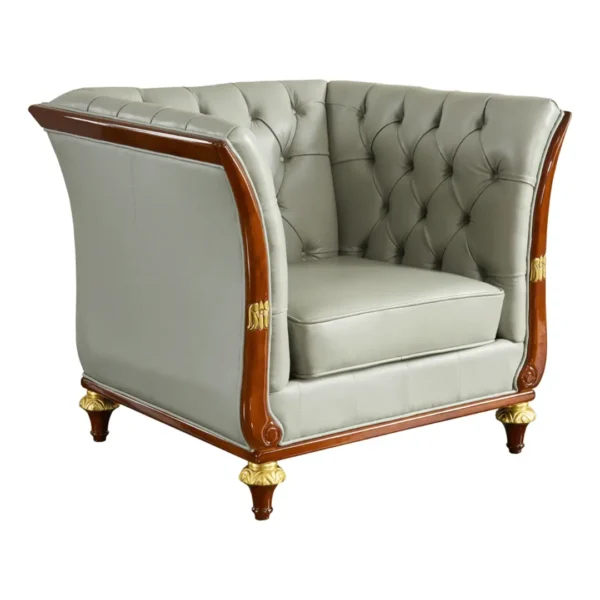 Mat, Shiny 401 Gray Leather Living Room Set By ESF Furniture