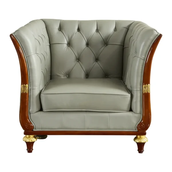 Mat, Shiny 401 Gray Leather Living Room Set By ESF Furniture