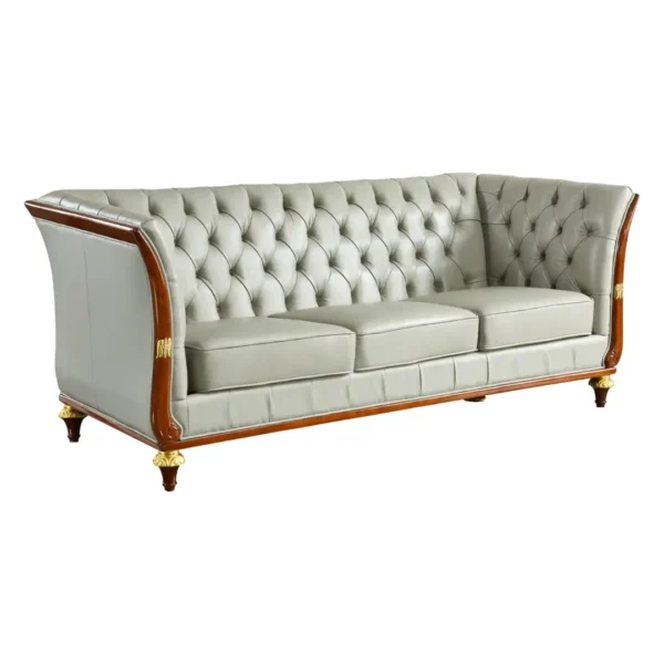 Mat, Shiny 401 Gray Leather Living Room Set By ESF Furniture