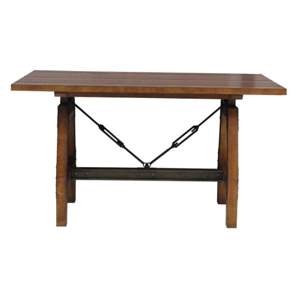 rustic brown and gunmetal Holverson Collection Counter Height Table By Homelegance 7