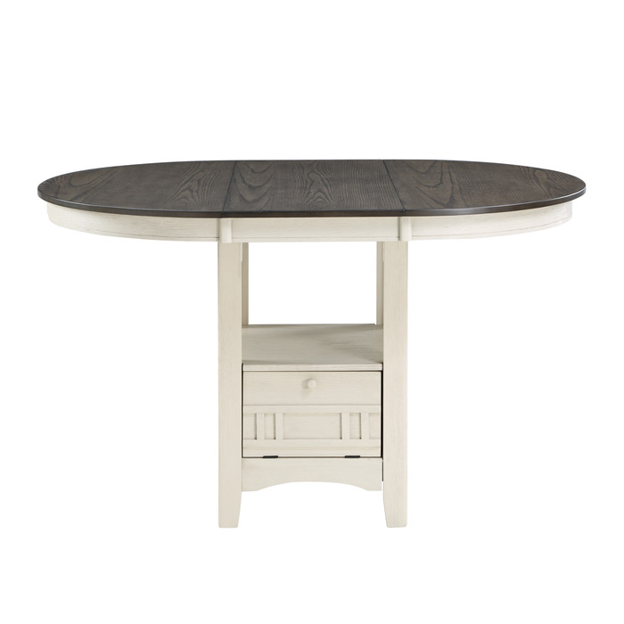 White Junipero Collection Rd/Oval Counter Height Table, Oak Veneer By Homelegance