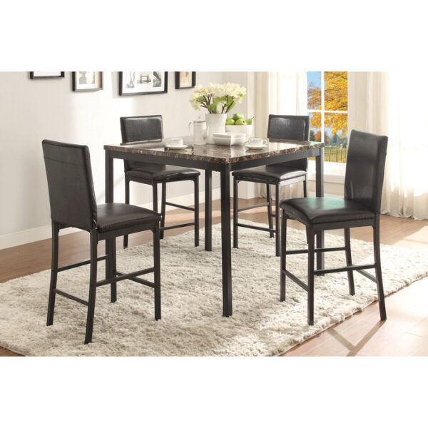Black metal Counter Height Table , Faux Marble Tempe Collection By Homelegance 15