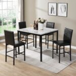 Black metal Counter Height Table , Faux Marble Tempe Collection By Homelegance 25