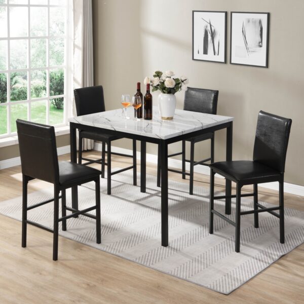 Black metal Counter Height Table , Faux Marble Tempe Collection By Homelegance 17