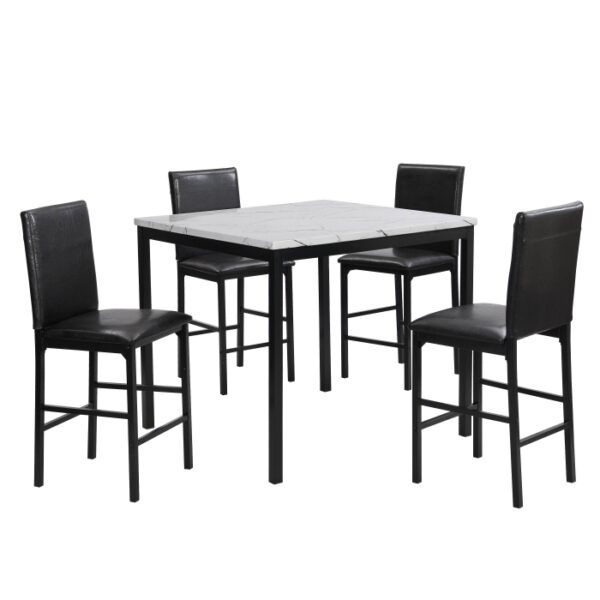 Black metal Counter Height Table , Faux Marble Tempe Collection By Homelegance 18