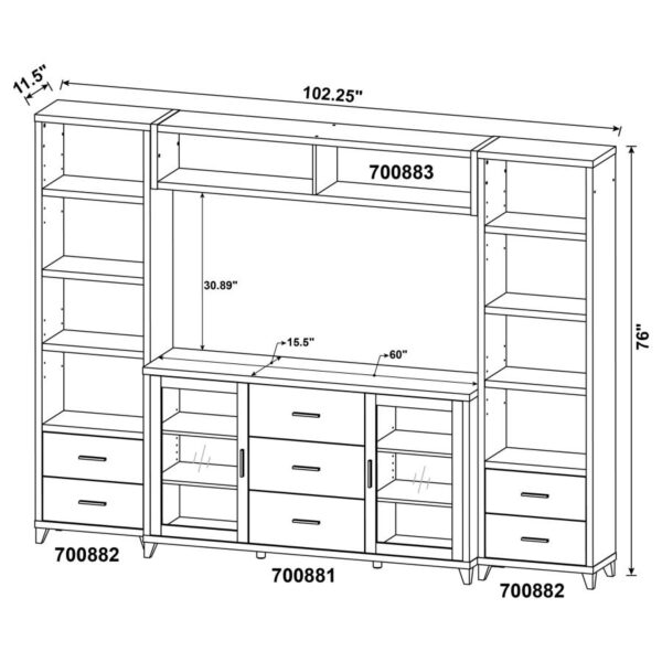 Lewes 4-piece Entertainment Center Cappuccino by 700881-S4 Coaster Furniture 15