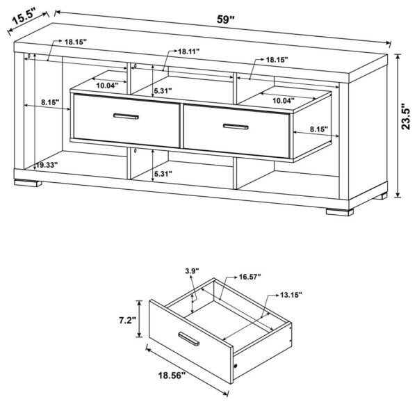 Darien 2-drawer Rectangular TV Console White by 700113 Coaster Furniture 8