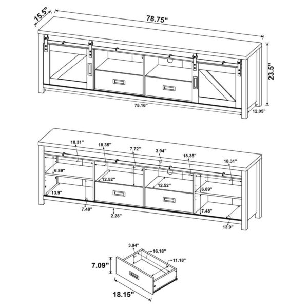 Madra Rectangular TV Console with 2 Sliding Doors 736263 by Coaster Furniture 16