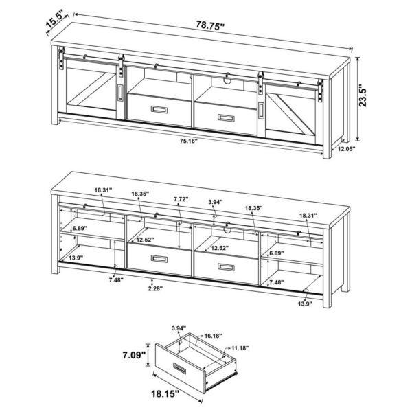 Madra Rectangular TV Console with 2 Sliding Doors 736273 by Coaster Furniture 18