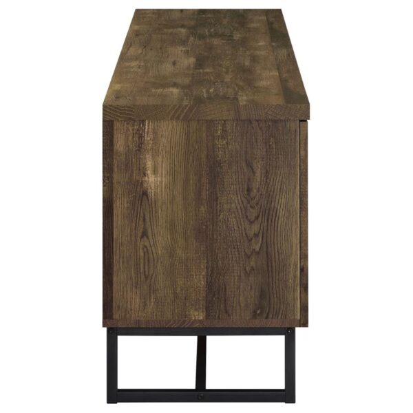Myles 2-door TV Console with Adjustable Shelves Rustic Oak Herringbone 736052 by Coaster Furniture 11