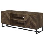 Myles 2-door TV Console with Adjustable Shelves Rustic Oak Herringbone 736052 by Coaster Furniture 19