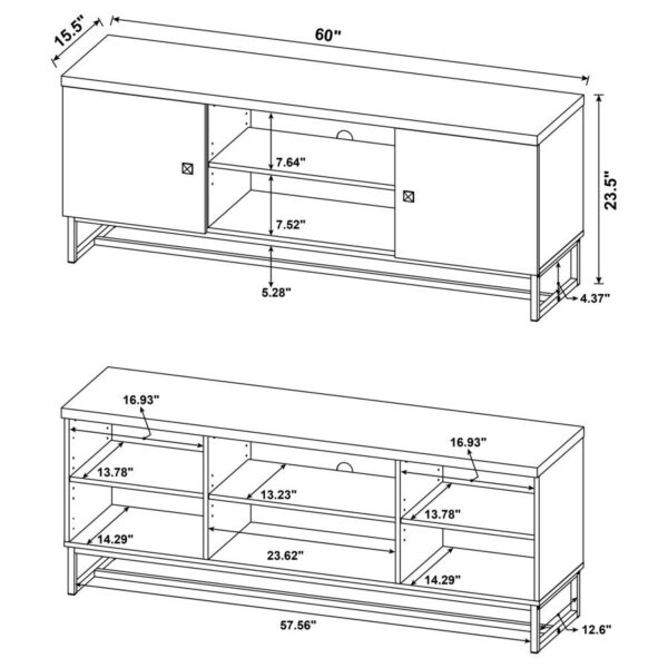 Myles 2-door TV Console with Adjustable Shelves Rustic Oak Herringbone 736052 by Coaster Furniture 13