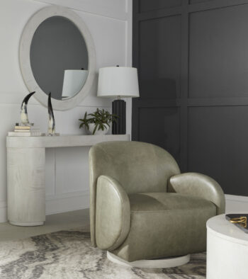 Rothko Green Leather Swivel Chair By Art Furniture