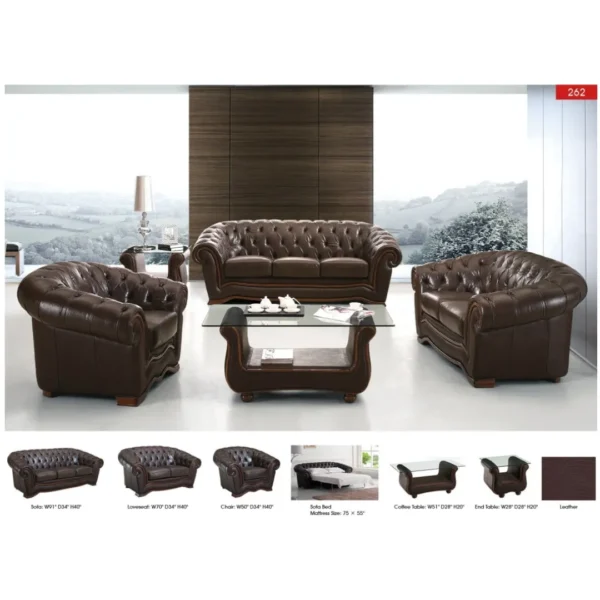 262 Full Leather Living Room Set