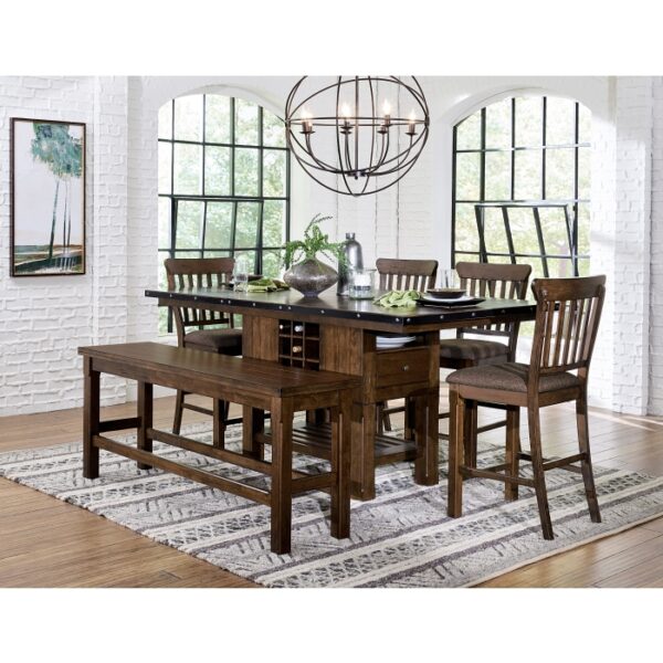 Dark brown Schleiger Collection Counter Height Table W/Storage & Extension By Homelegance 7