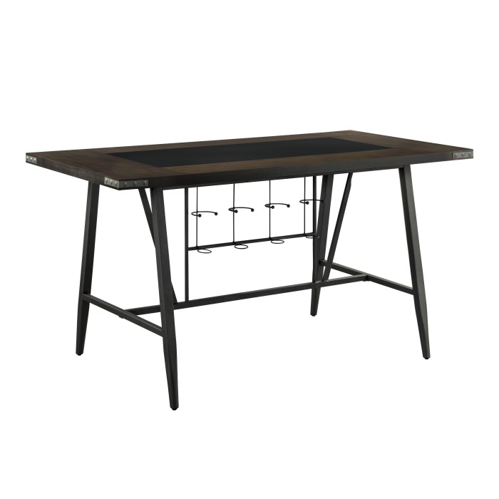 Wood finish and dark gray metal Appert Collection Counter Height Table By Homelegance