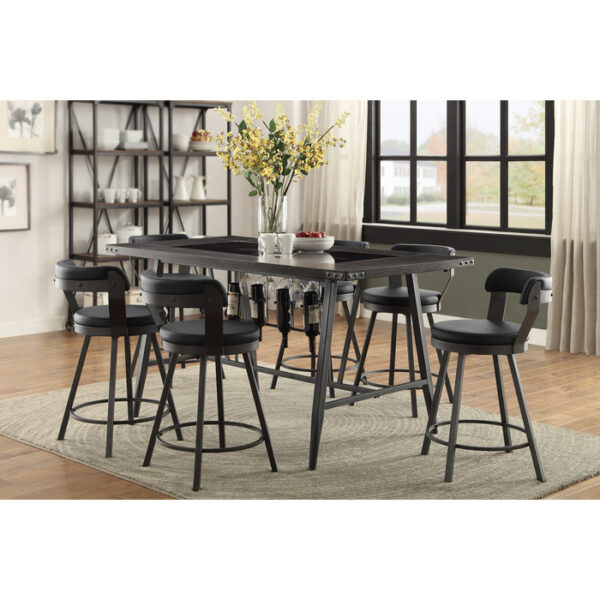 Wood finish and dark gray metal Appert Collection Counter Height Table By Homelegance 11