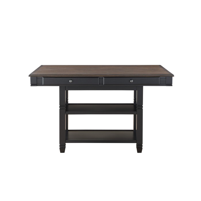 Natural and black Baywater Collection Counter Height Table with 4 Drawers By Homelegance