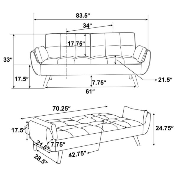 Caufield Biscuit-tufted Sofa Bed Turquoise Blue 360097 By Coaster Furniture 16