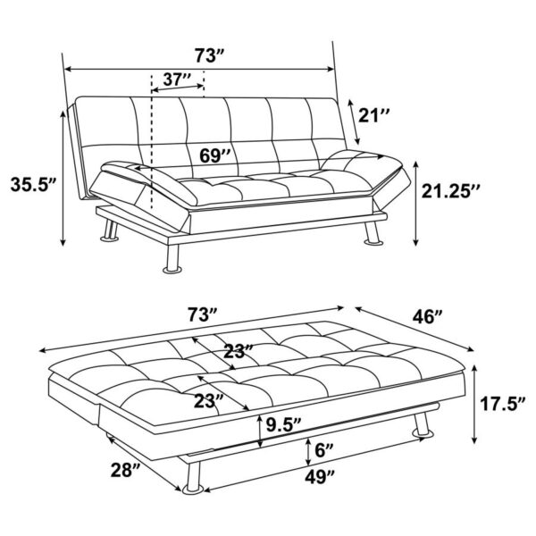 Dilleston Tufted Back Upholstered Sofa Bed Gray 500096 By Coaster Furniture 10