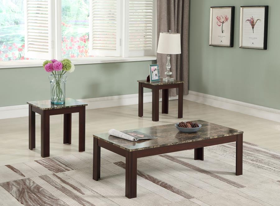 Rhodes 3-piece Faux Marble Top Occasional Set Brown 700395 By Coaster Furniture