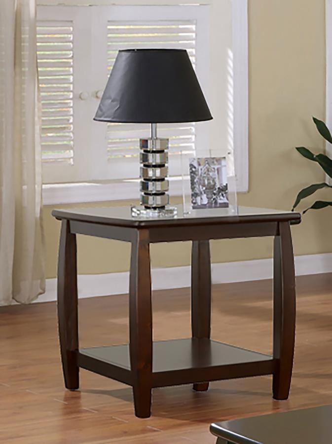 Dixon Square End Table with Bottom Shelf Espresso 701077 By Coaster Furniture