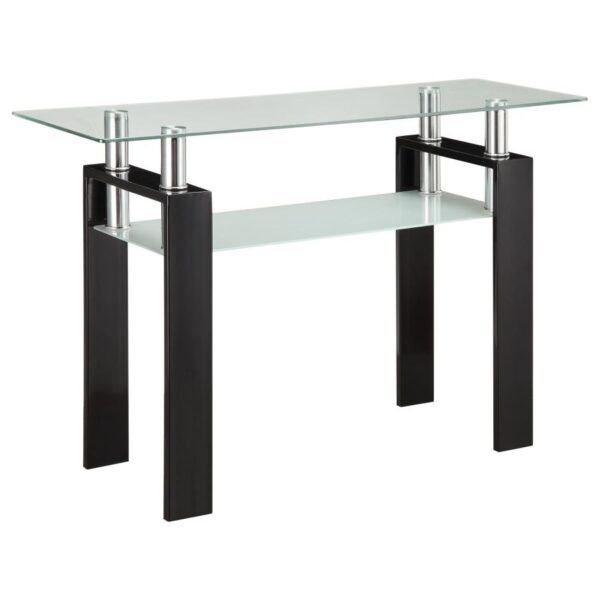 Dyer Tempered Glass Sofa Table with Shelf Black 702289 By Coaster Furniture 8
