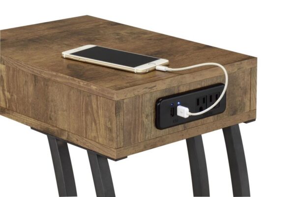 Troy Accent Table with Power Outlet Antique Nutmeg 900577 By Coaster Furniture 7
