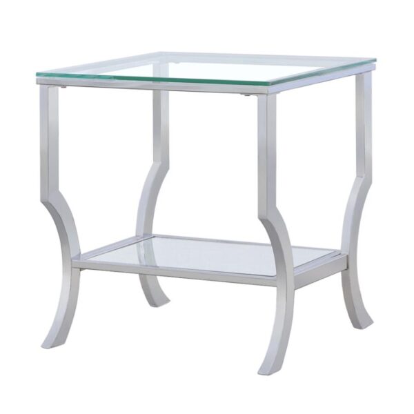Saide Square End Table with Mirrored Shelf Chrome 720337 By Coaster Furniture 9
