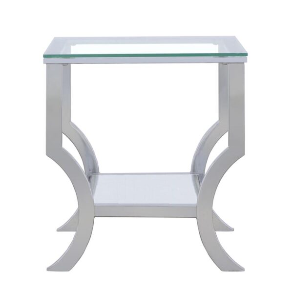 Saide Square End Table with Mirrored Shelf Chrome 720337 By Coaster Furniture 8