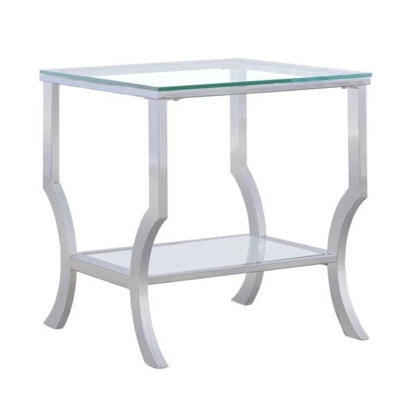 Saide Square End Table with Mirrored Shelf Chrome 720337 By Coaster Furniture 7