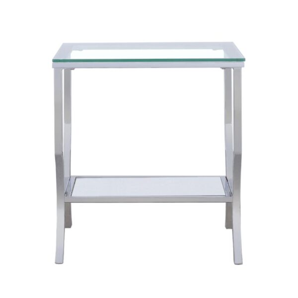 Saide Square End Table with Mirrored Shelf Chrome 720337 By Coaster Furniture 10