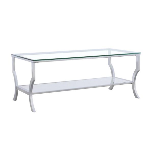 Saide Rectangular Coffee Table with Mirrored Shelf Chrome 720338 By Coaster Furniture 5