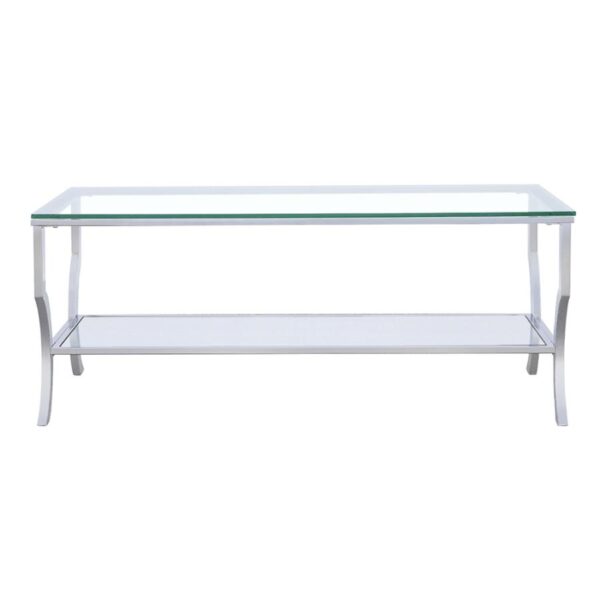 Saide Rectangular Coffee Table with Mirrored Shelf Chrome 720338 By Coaster Furniture 6