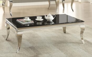 Luna Rectangular Coffee Table Chrome and Black 705018 By Coaster Furniture