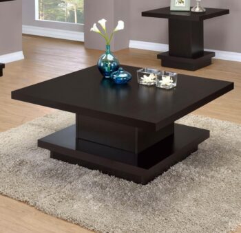 Reston Pedestal Square Coffee Table Cappuccino 705168 By Coaster Furniture