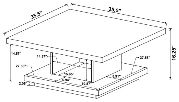 Reston Pedestal Square Coffee Table Cappuccino 705168 By Coaster Furniture 12