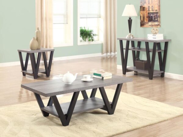 Stevens V-shaped Coffee Table Black and Antique Grey 705398 By Coaster Furniture 9