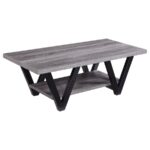 Stevens V-shaped Coffee Table Black and Antique Grey 705398 By Coaster Furniture 12